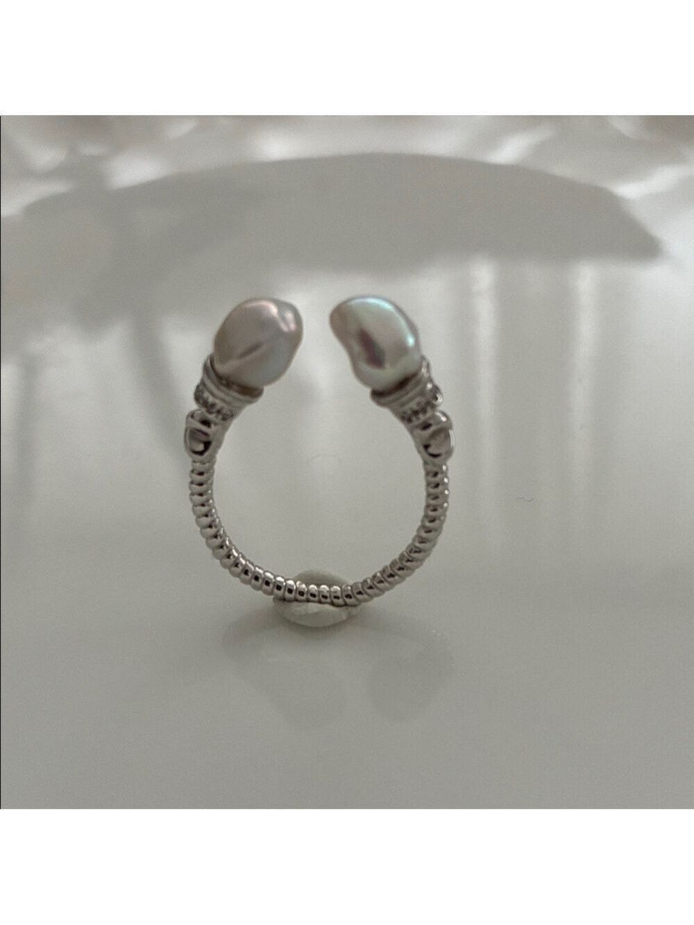 Baroque Pearl Open Ring | 925 Sterling Silver | Adjustable Ring | Gift for Her